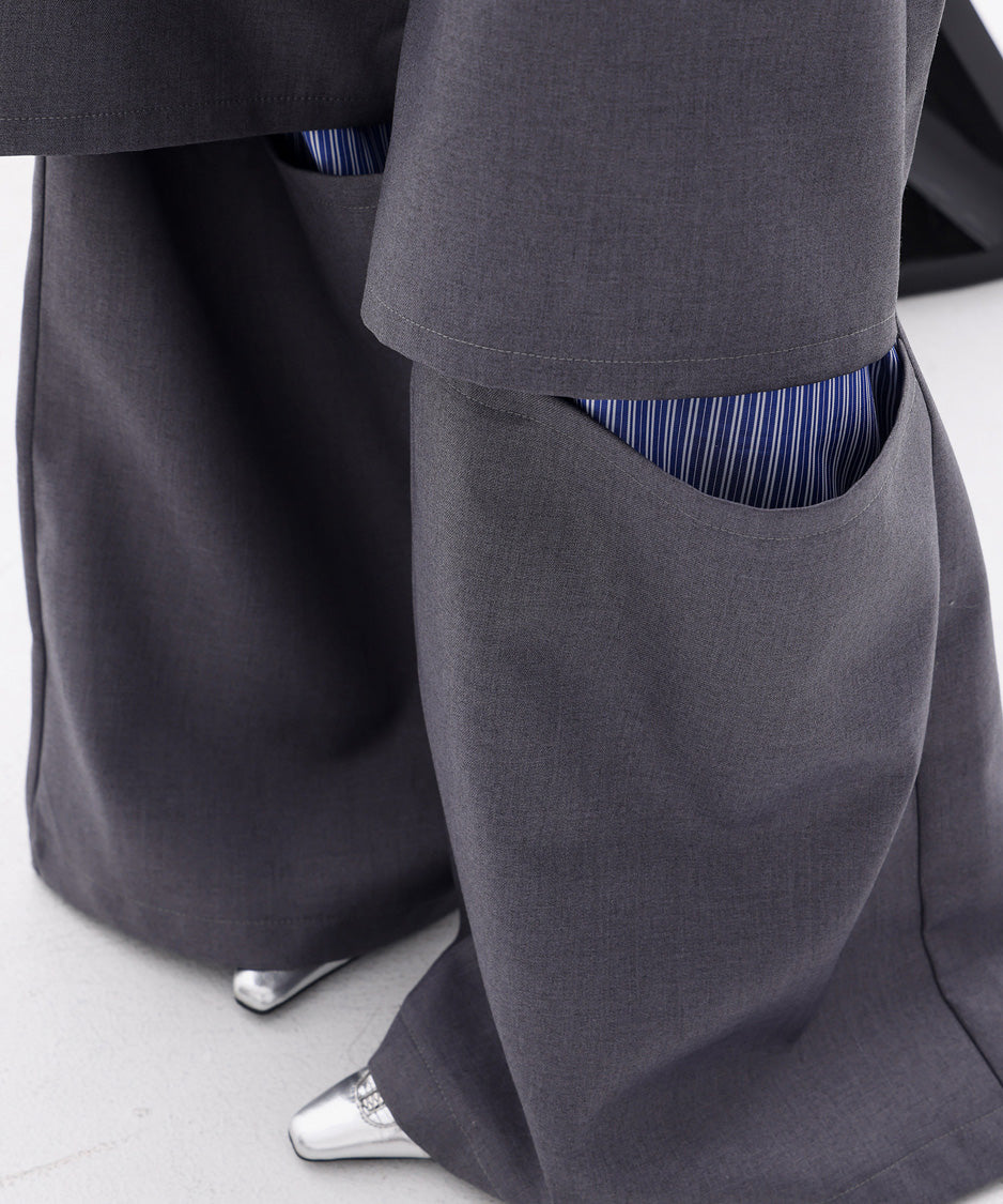 Zip Panel Layer Wide Pants