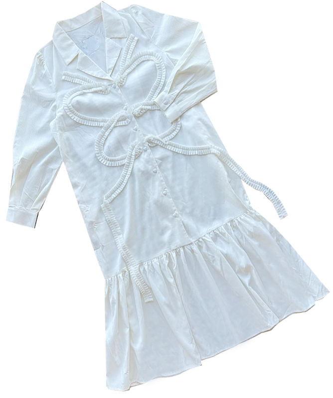 Ribbon Applique Shirt Dress