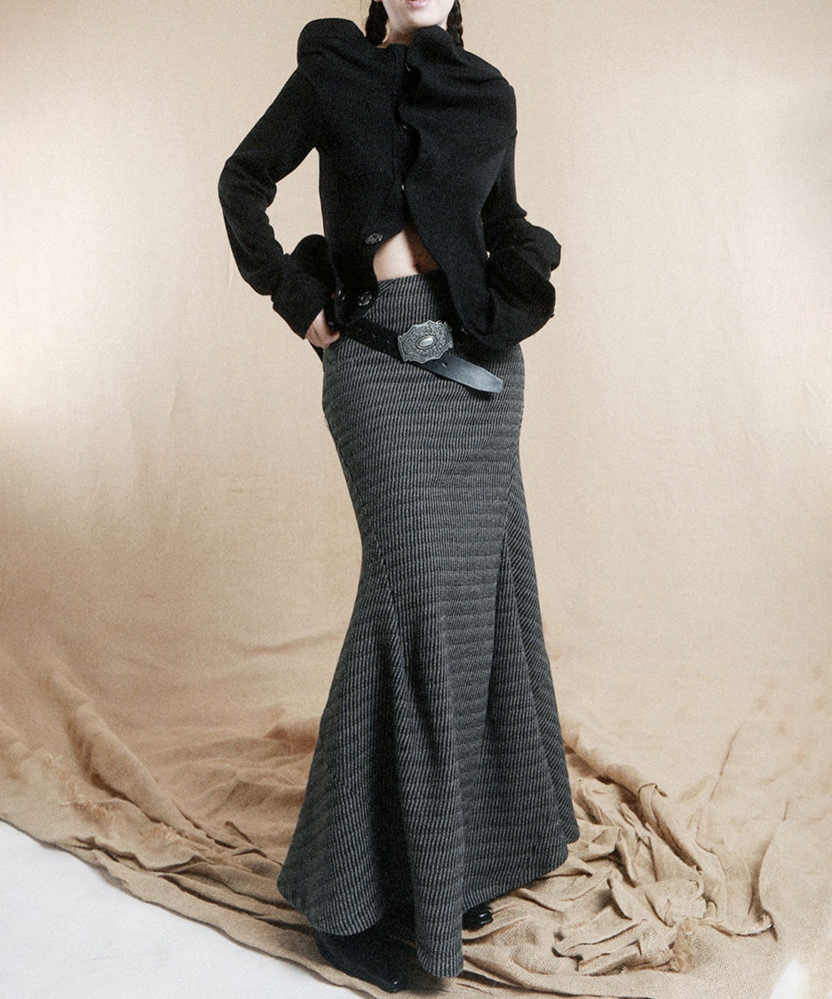 Rib Drape Flare Skirt