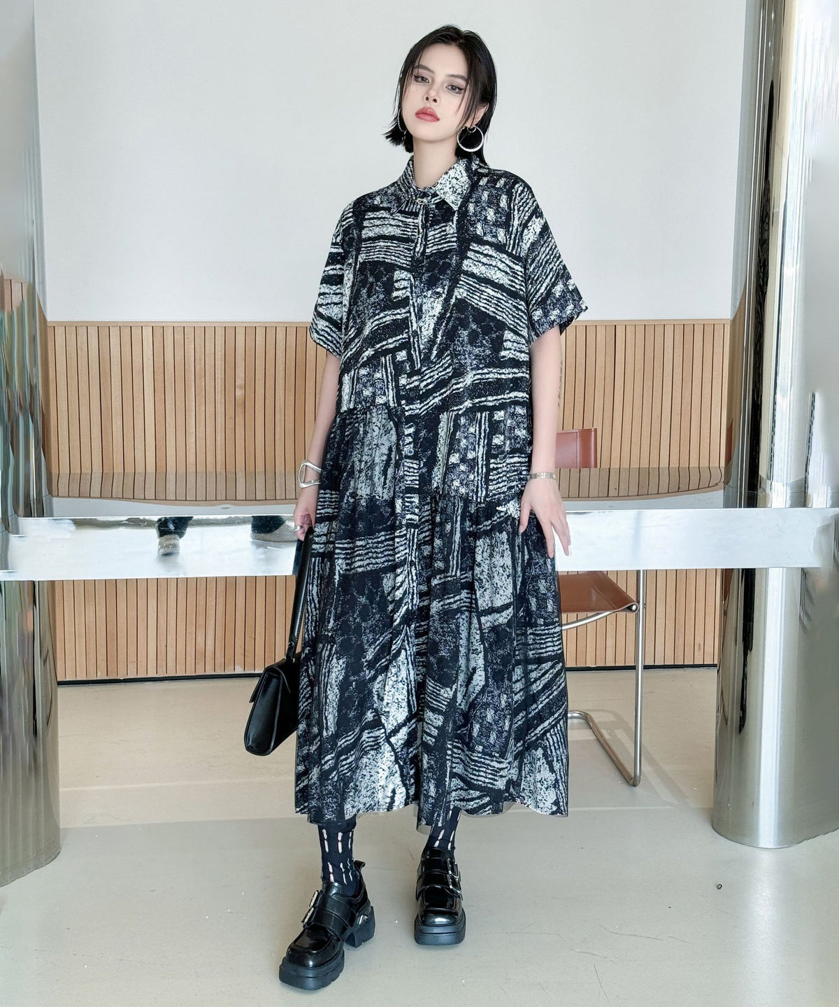 Noir Graphic Shirt Dress