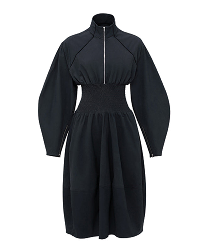 Zip High Neck Balloon Dress