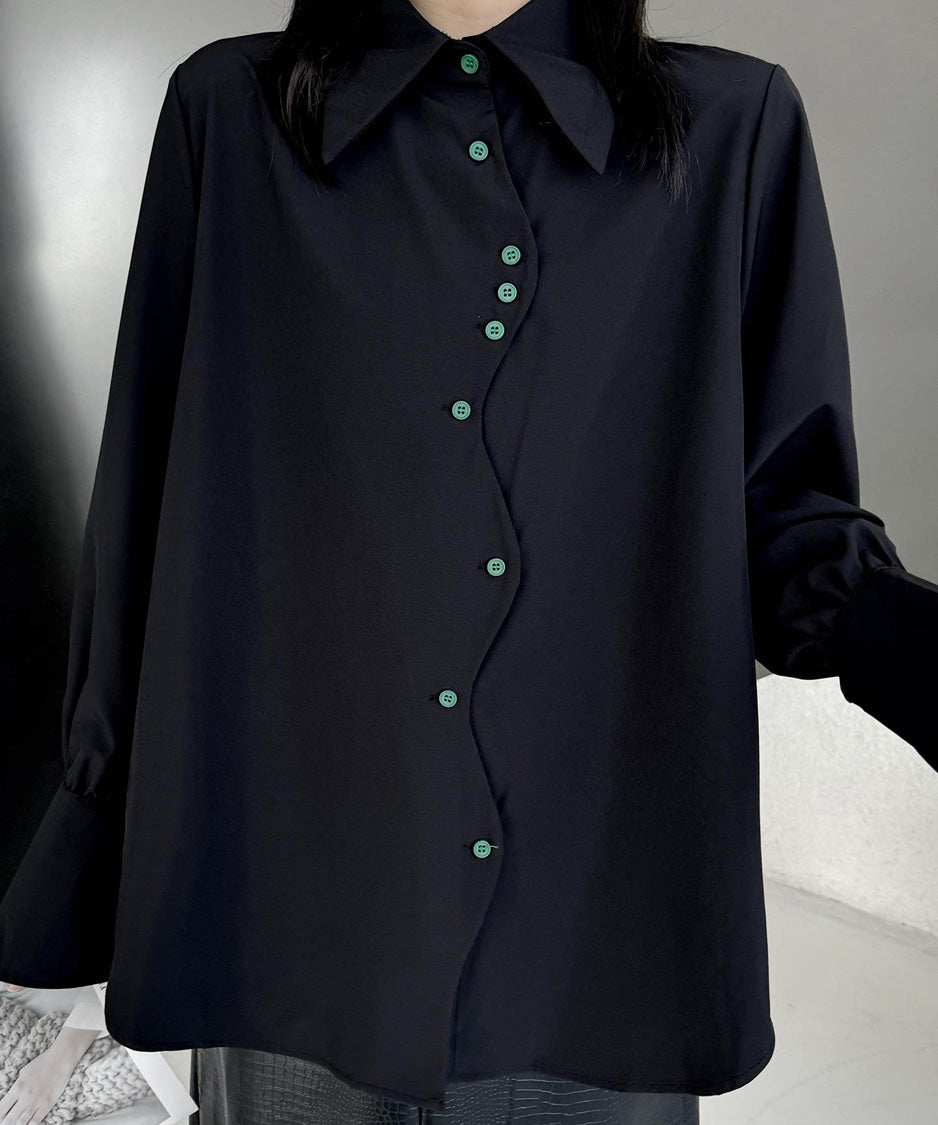 Wave Button Flare Sleeve Shirt