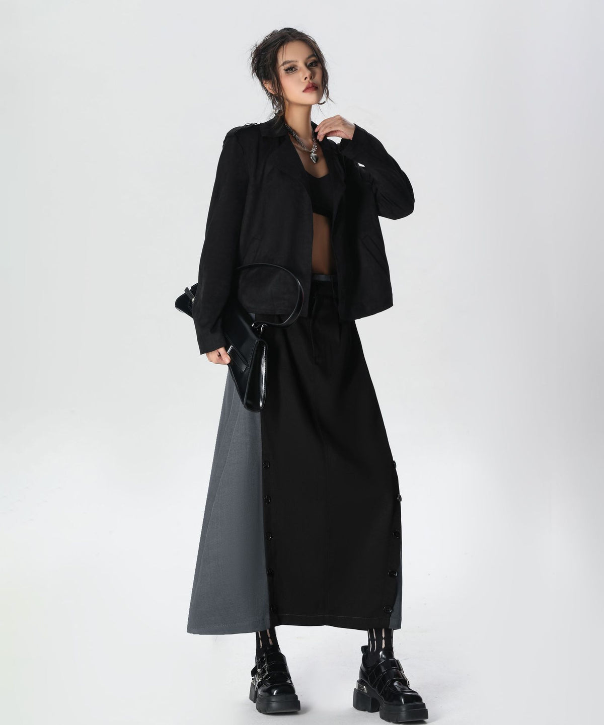 Dual Panel Buttoned Skirt