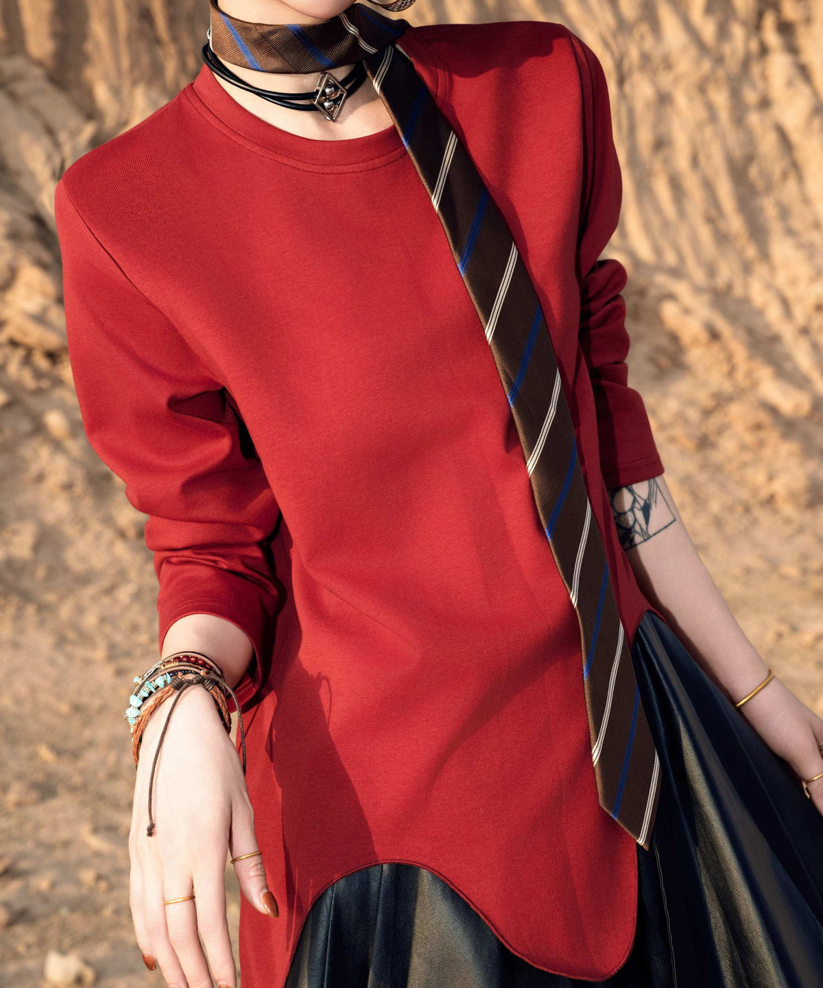 Wave Hem Long Sleeve Top