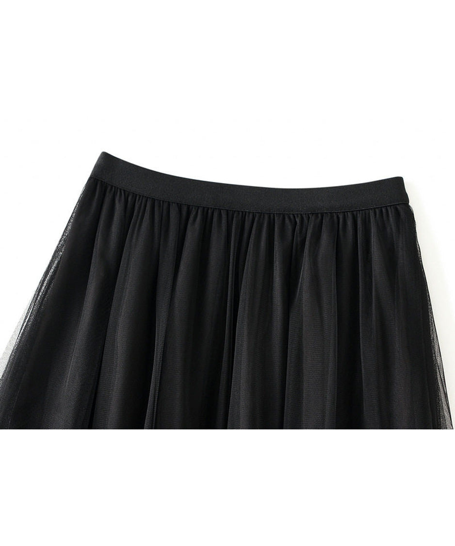 Volume Tiered Tulle Maxi Skirt