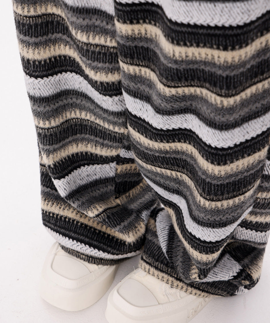 Brush Stripe Knit Wide Pants