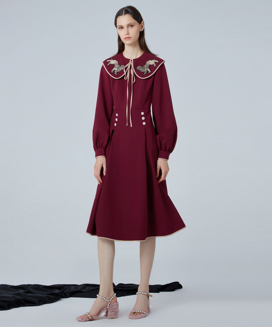 Fluid Panel Long Dress