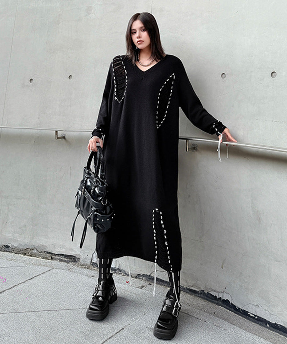 Fringe Stitch Knit Dress