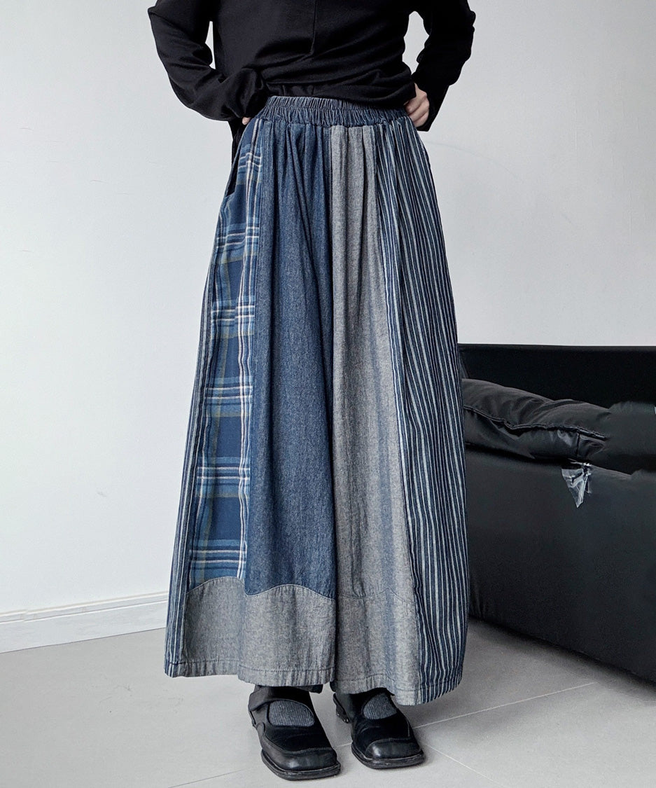 Mixed Fabric Panel Pants