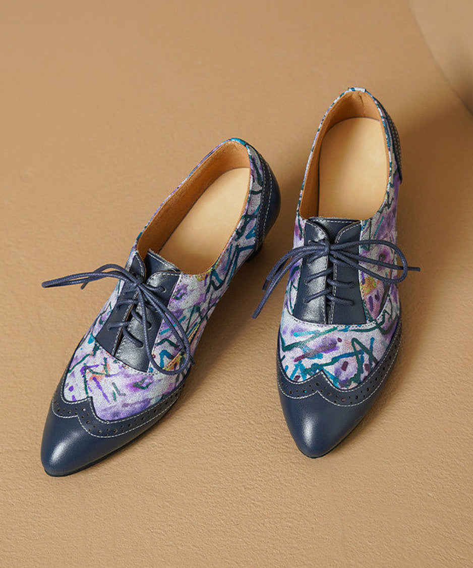 Watercolor Brogue Heel Shoes