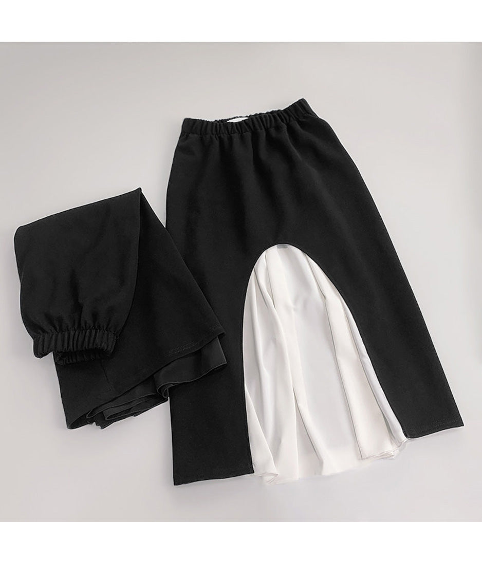 Chiffon Panel Sweat Skirt