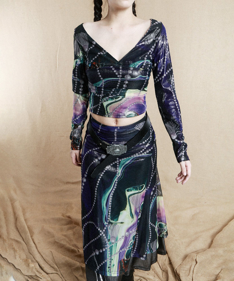 Galaxy Mesh Top＆Skirt Co-ord