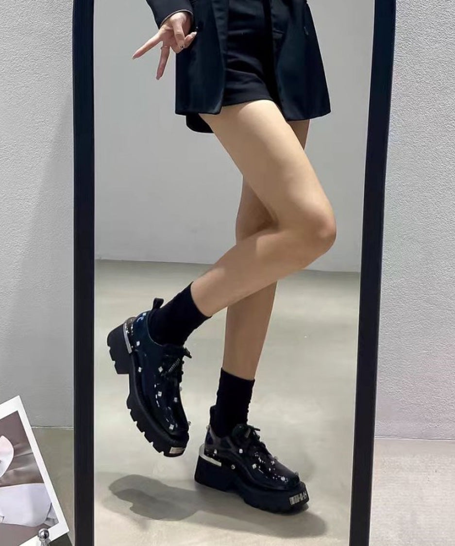 Jewel Platform Lace Up Shoes