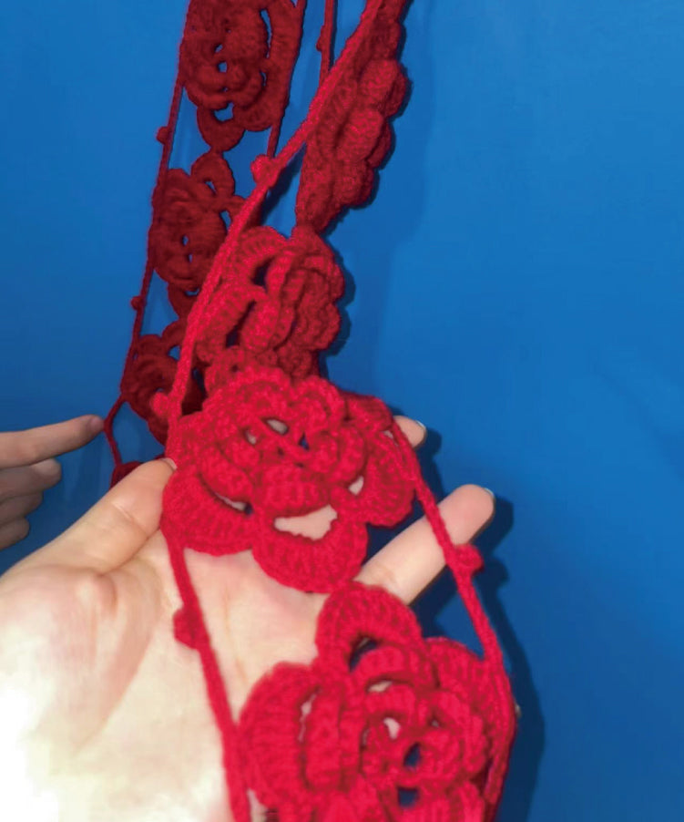 Flower Motif Crochet Scarf