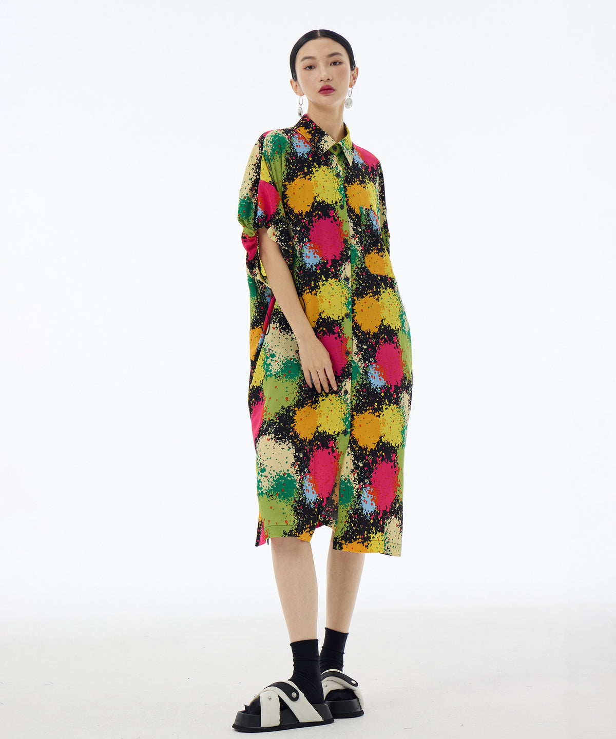 Splash Bloom Shirt Dress