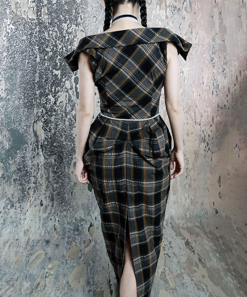 Plaid Fold Line Dress