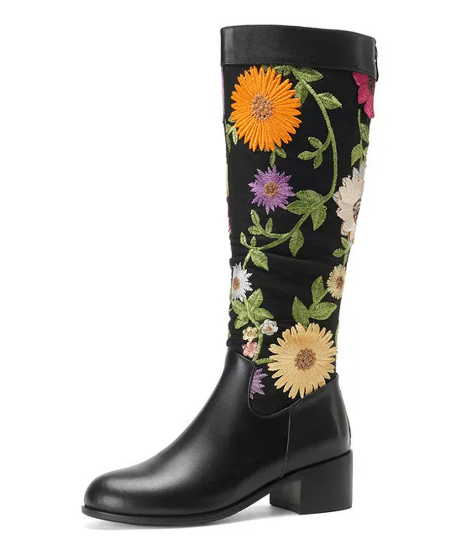 Ornament Embroidered Tall Boots