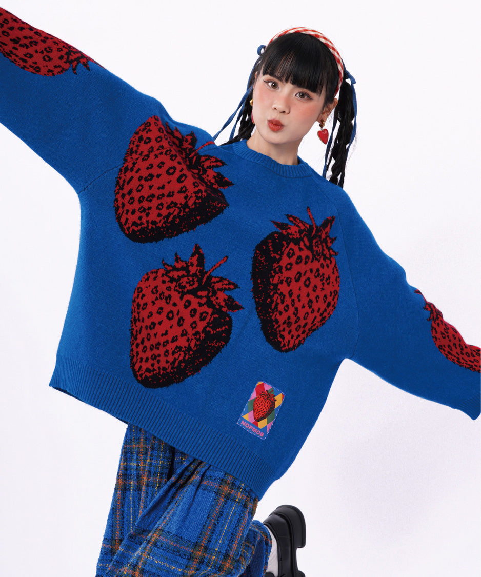 Strawberry Graphic Knit Sweater