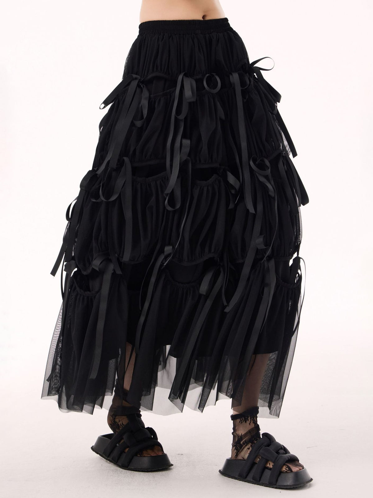 Ribbon Layered Mesh Skirt