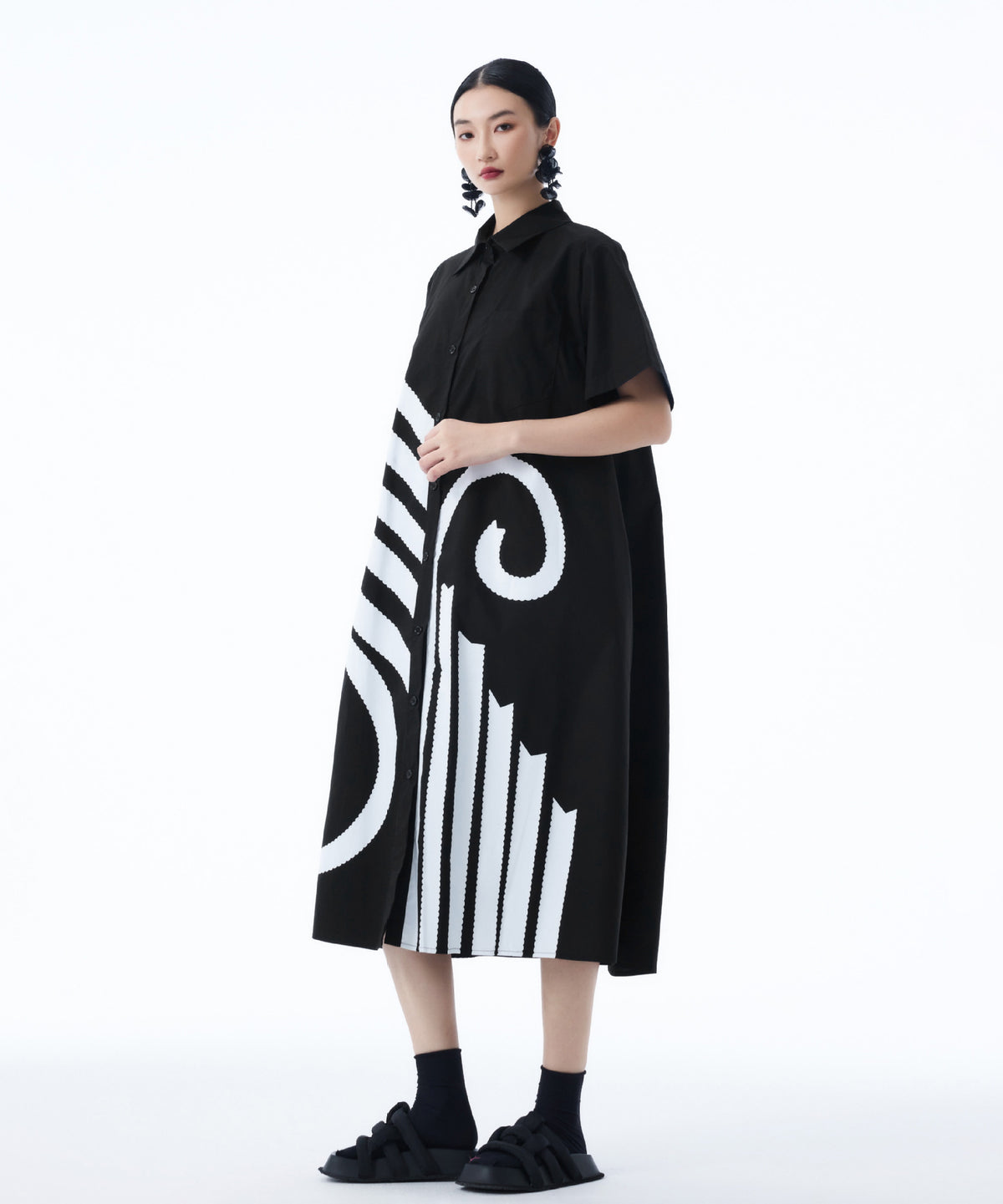 Graphic Flare Shirt Dress
