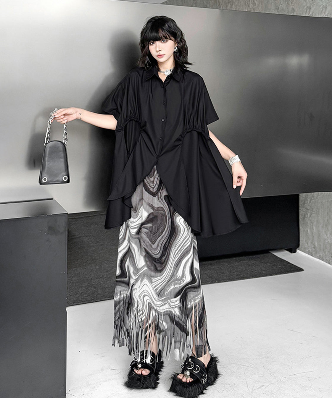 Layer Flare Gathered Blouse
