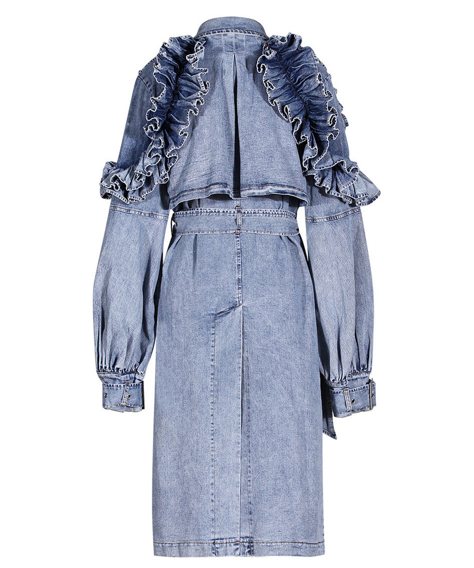 Ruelle Frill Denim Coat