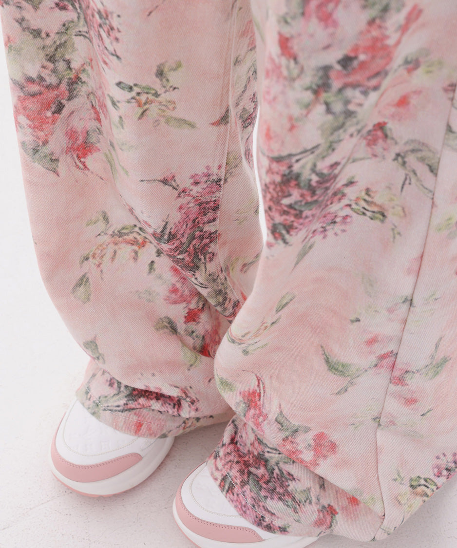 Floral Script Pocket Wide Pants