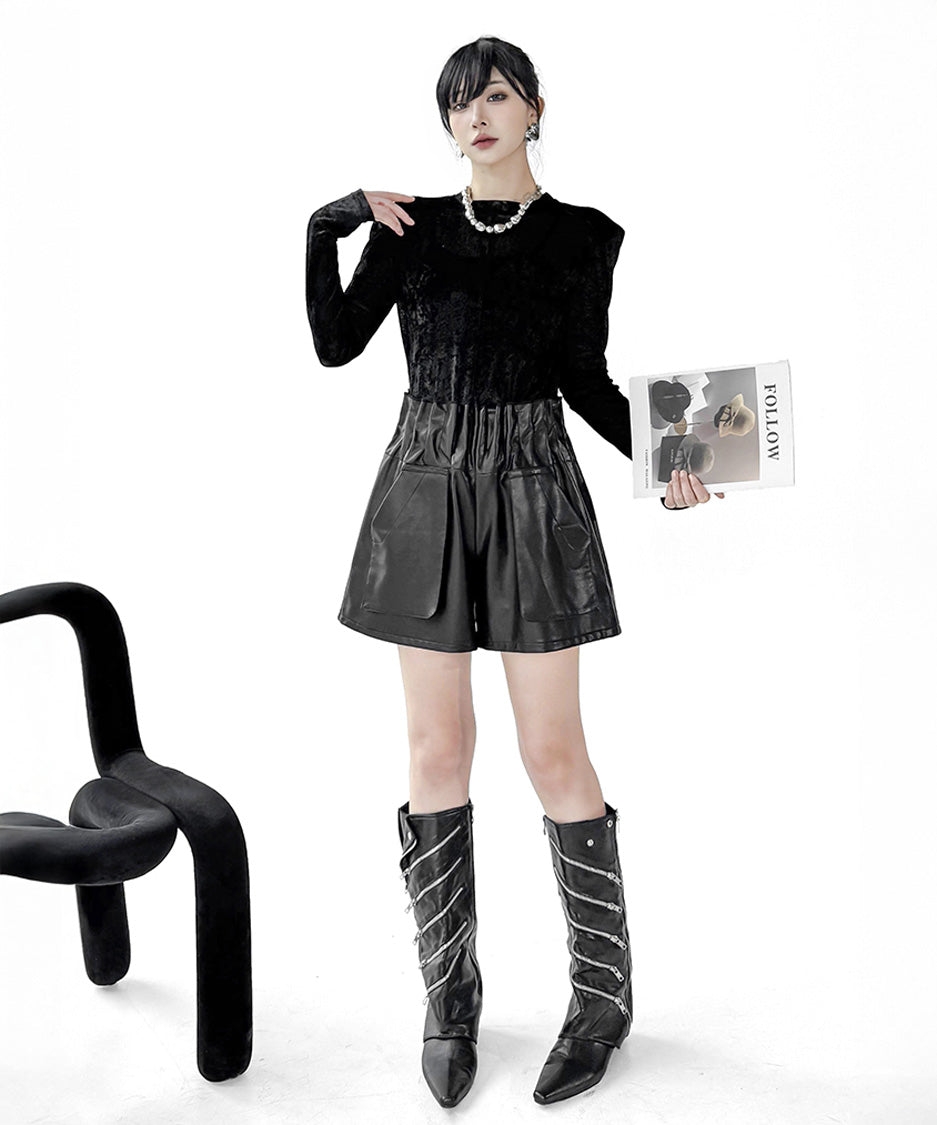 Glossy Wide Short Pants
