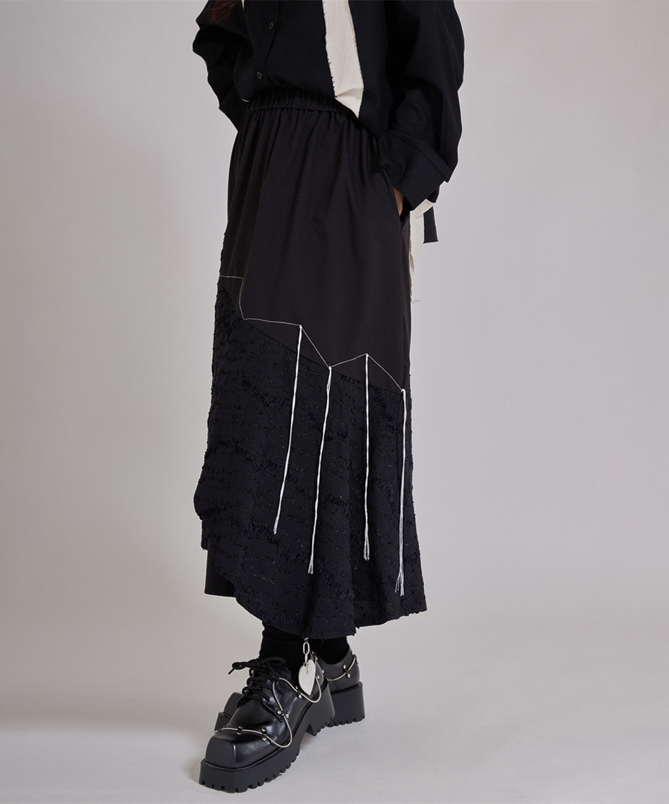Layered Texture Line Flare Skirt