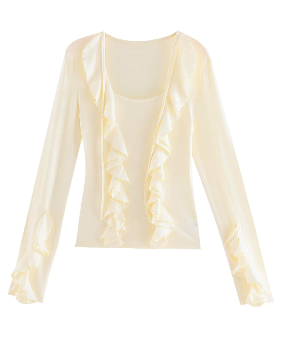 Ruffle Trim Slim Fit Top