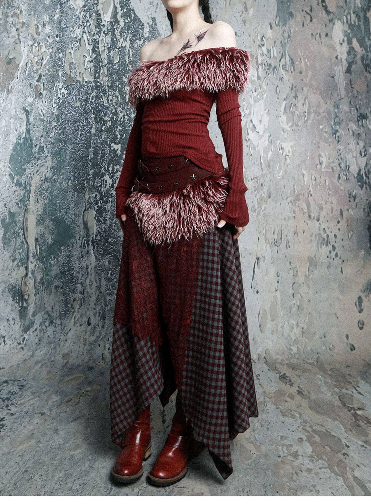 Fur Belt Handkerchief Skirt
