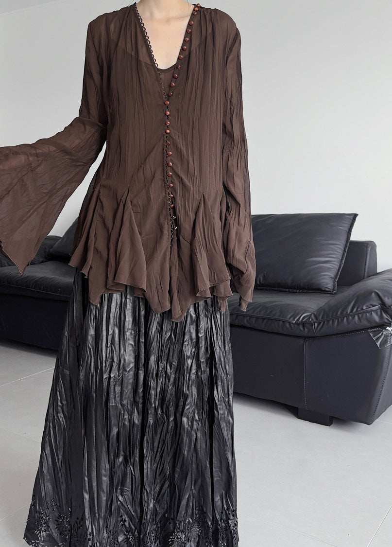 Crinkle Sheer Button Cardigan