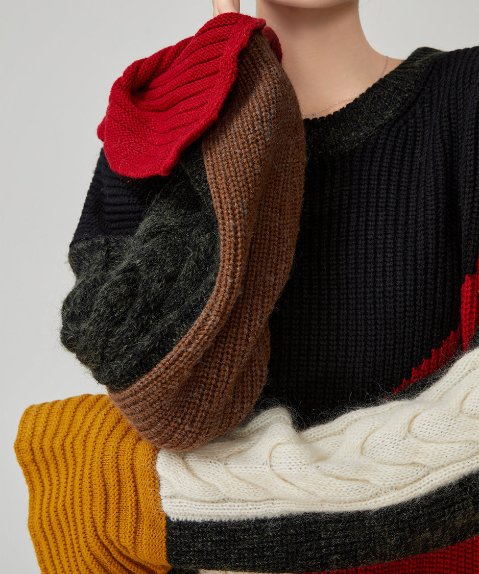 Patchwork Cable Knit Dress