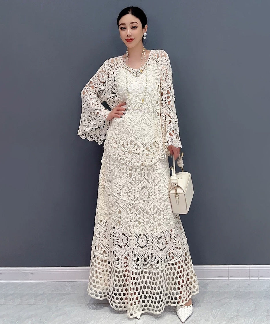 Lace Flow Top＆Skirt Co-ord