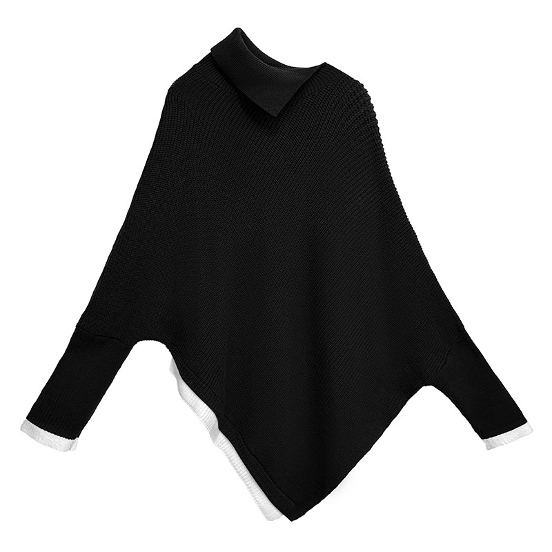 Diagonal Knit Poncho Top
