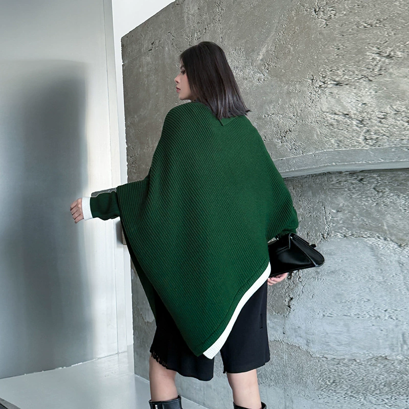 Diagonal Knit Poncho Top
