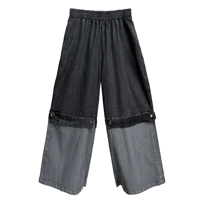 Two Tone Wide Denim Pants