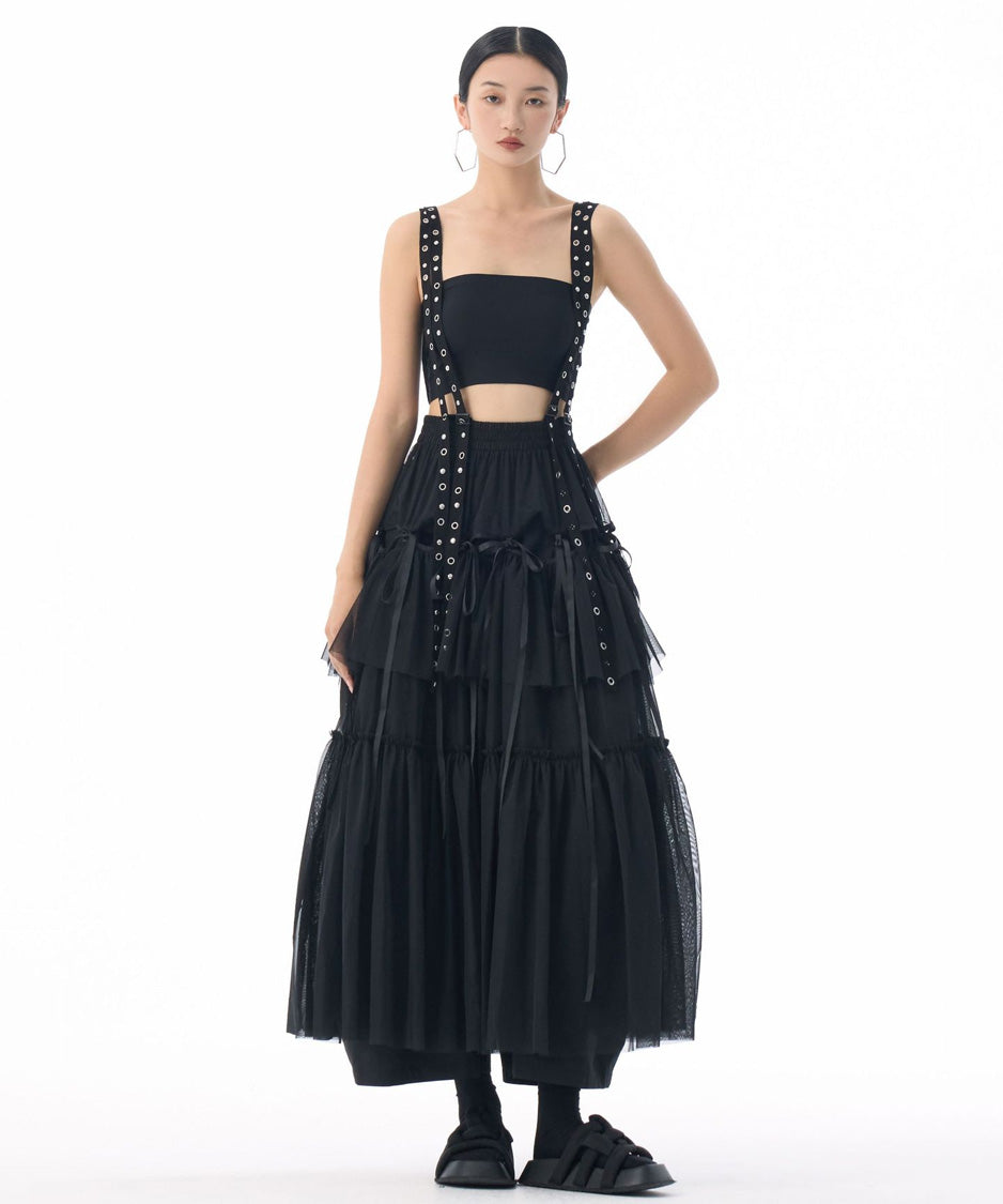 Tiered Mesh Belt Skirt