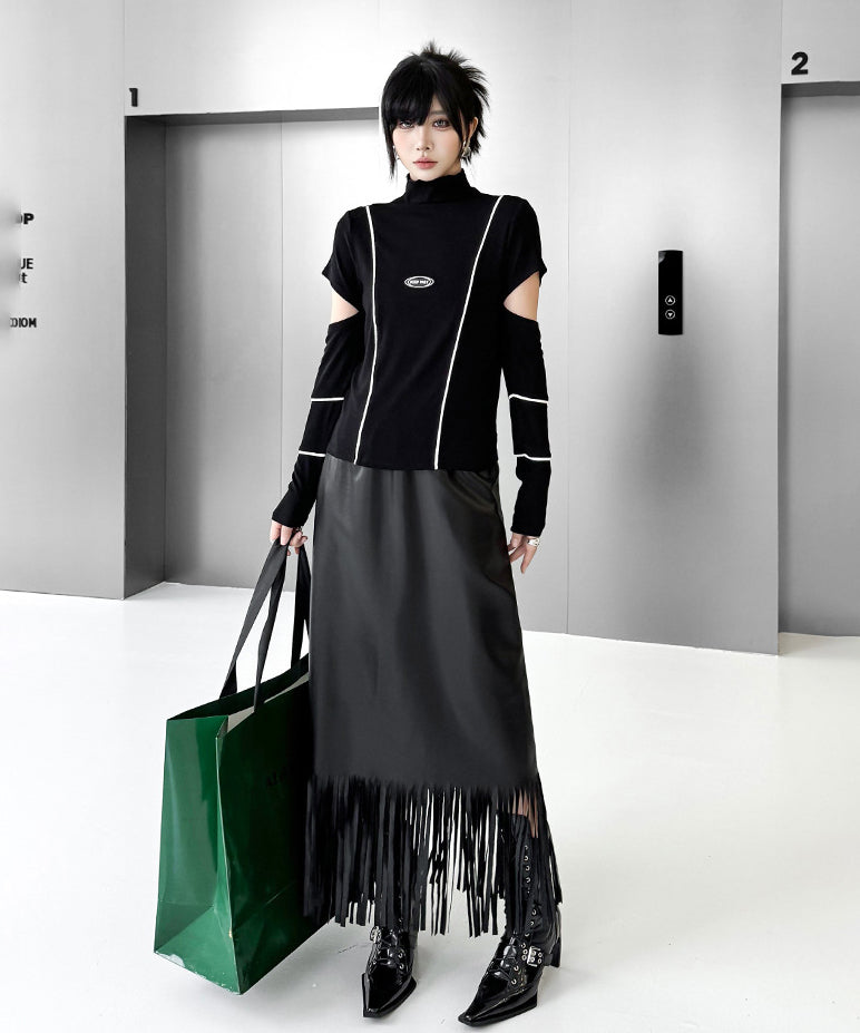 Cut Out Contrast Stitch Top