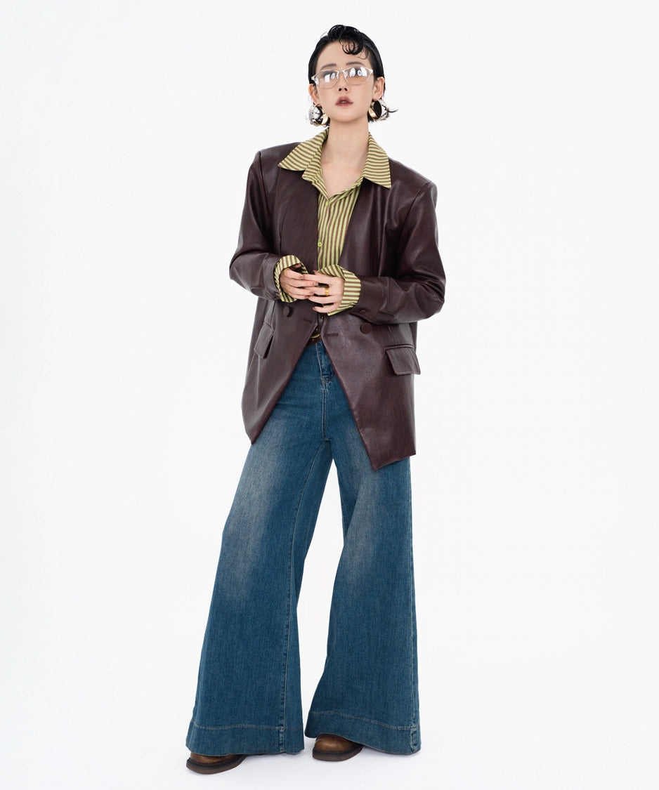 Wide Flare Denim Pants