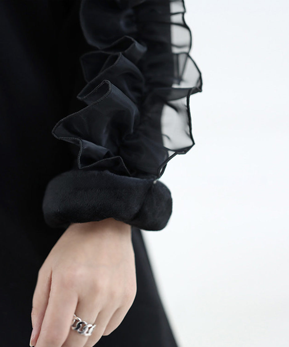 Sheer Frill Sweat Dress