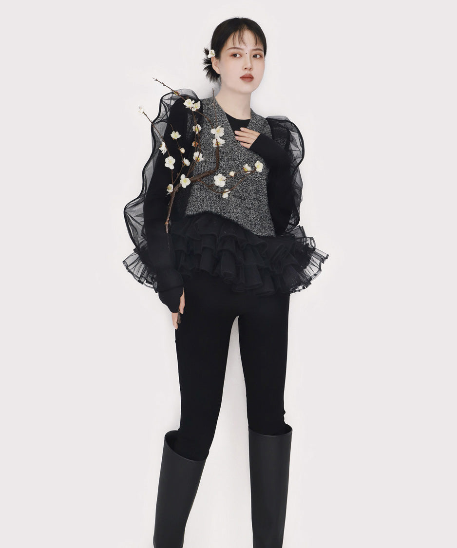 Virelle Veil Ruffle Top