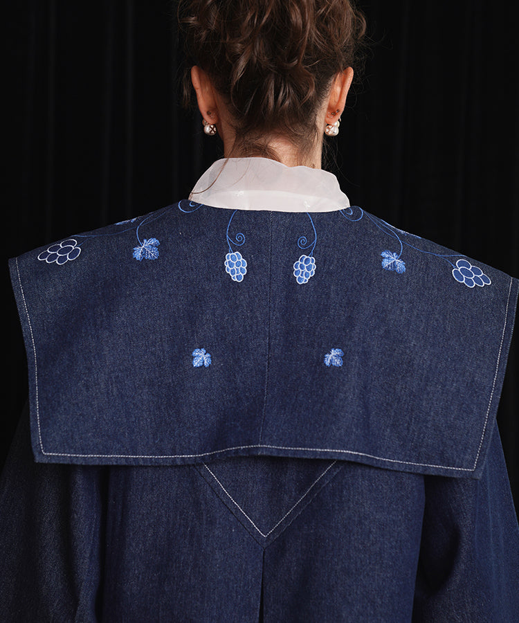 Grape Embroidered Denim Jacket