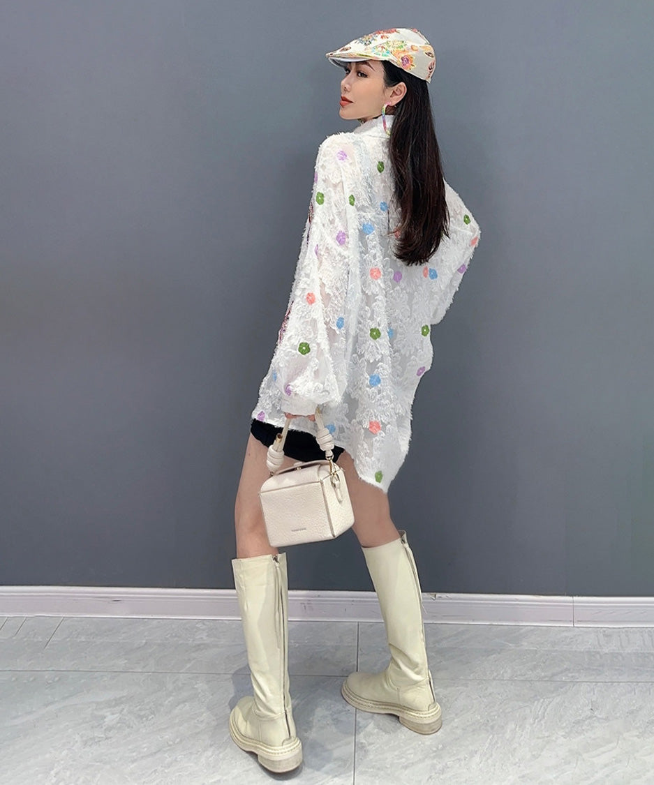 Floral Butterfly Fringe Blouse