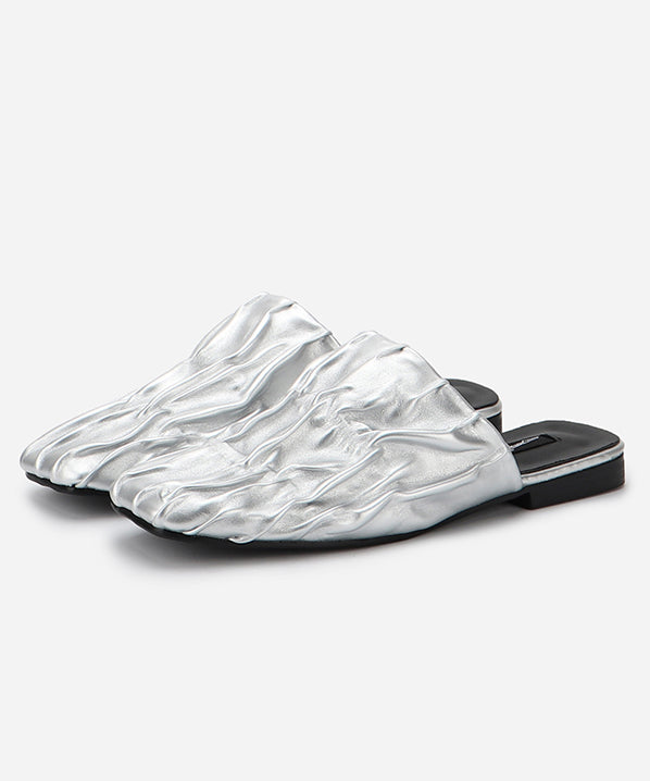 Crinkle Square Backless Mules
