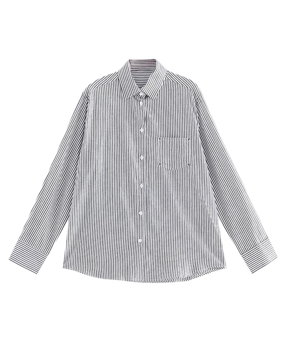 Pinstripe Tie Collar Shirt