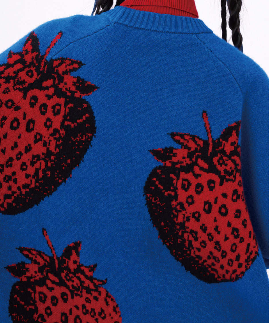 Strawberry Graphic Knit Sweater