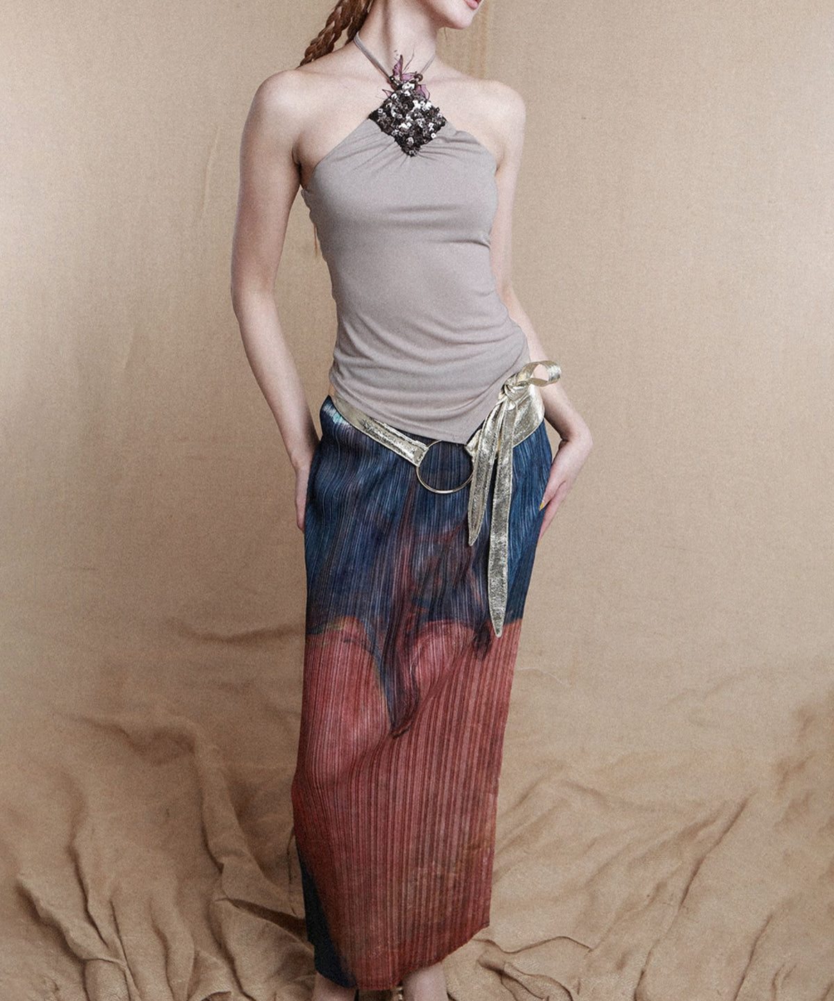 Pleated Art  Skirt