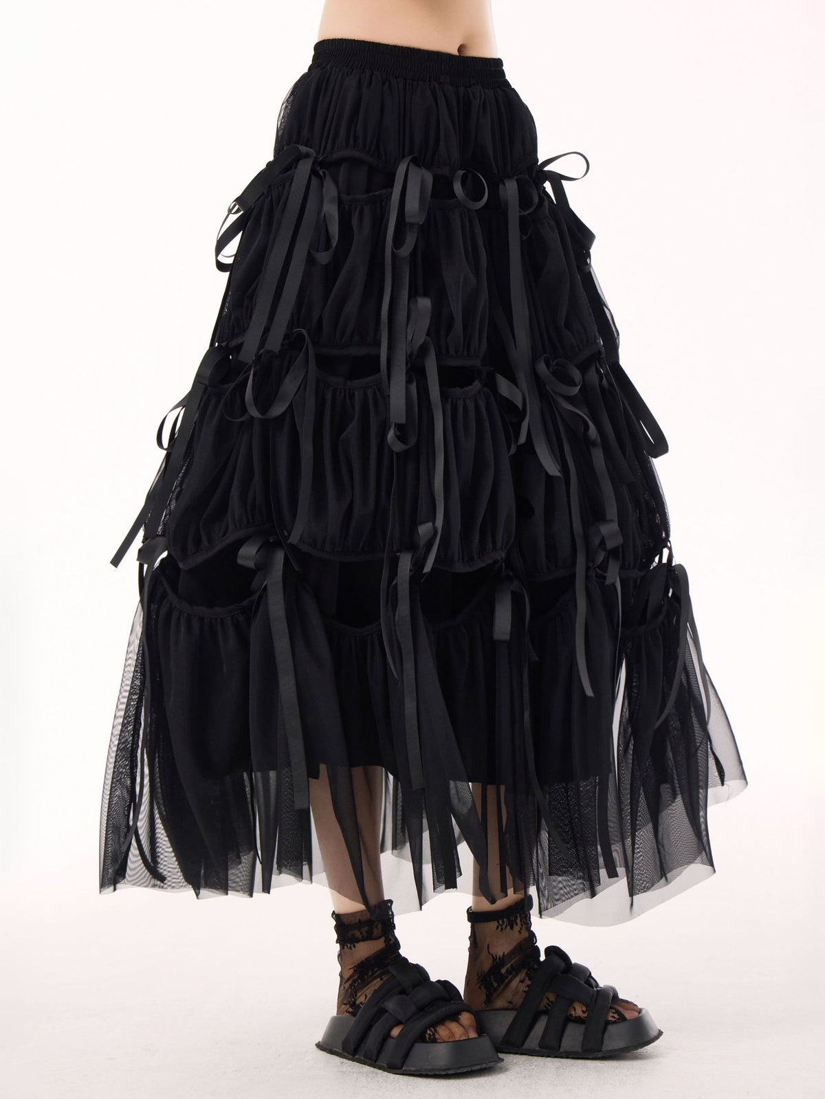 Ribbon Layered Mesh Skirt