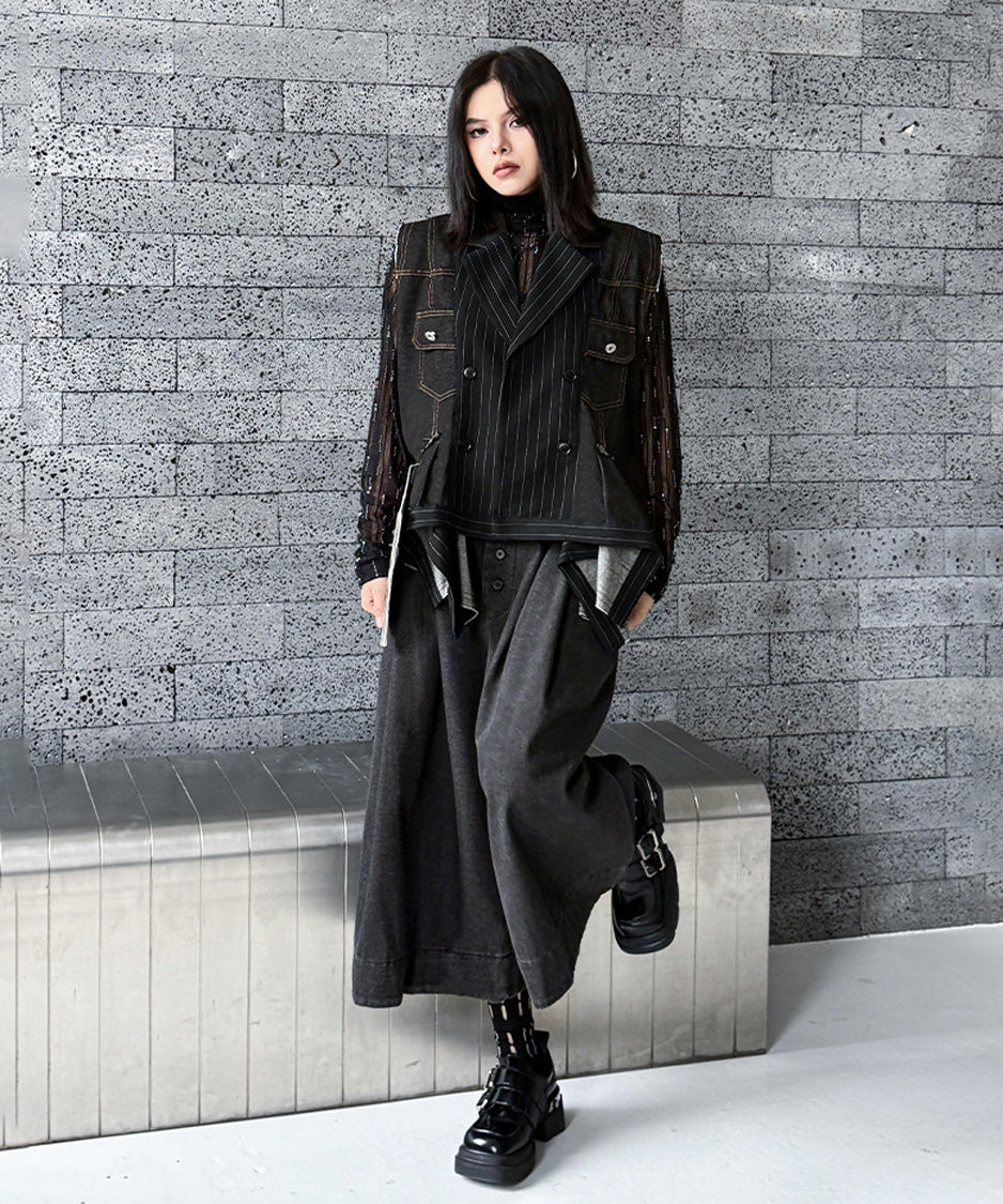 Layered Pinstripe Docking Vest